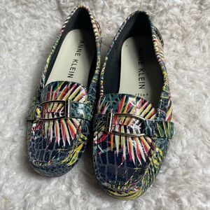 Anne Klein Iflex Akpetra leather croc prints multi color slip on flats size9M